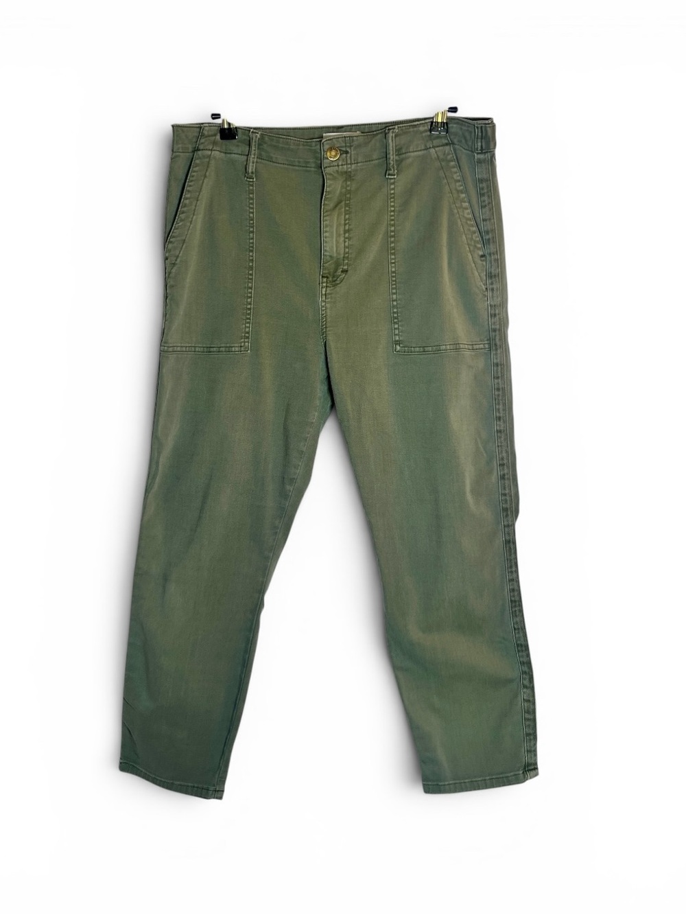Pistola Women Olive Utility Cargo, Cotton Blend, Cropped Ankle Length